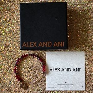 Alex and Ani - RED CRYSTAL BEADED BRACELET - gold - EUC ♥️